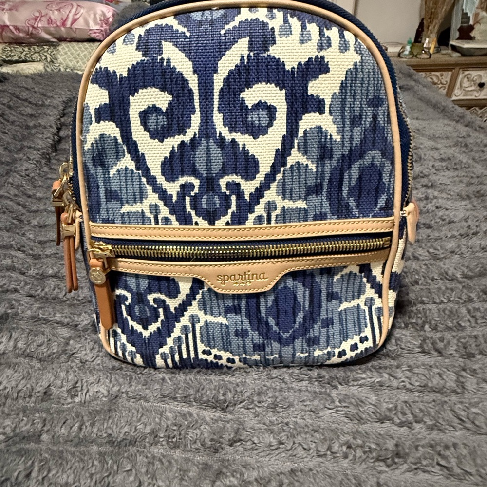 Spartina 449 Navy and Beige Patterned Backpack
